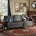 thumbnail image 1 of LAZZO 83" 3-Seater Couch, Faux Leather Tufted Design with High-Resilience Foam for Living Room and Office, Black, 1 of 7