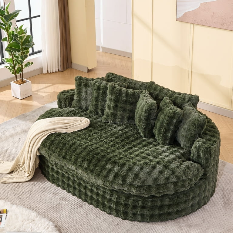 LAZZO 83'' Extra Large Round Boneless Sofa – Ultra Plush Memory