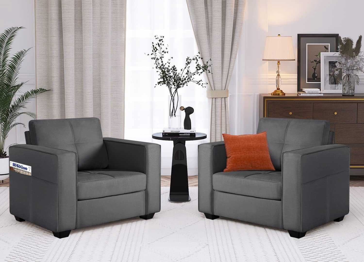 LAZZO Accent Chairs Set of 2 (Dark Grey)