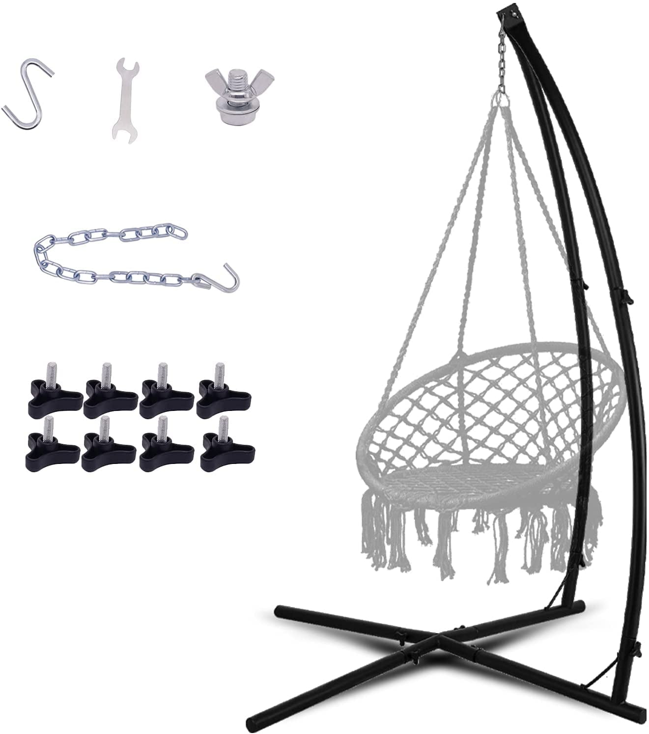 LAZZO CType Hammock Chair Stand,Heavy Duty Steel Solid Hammock Rack