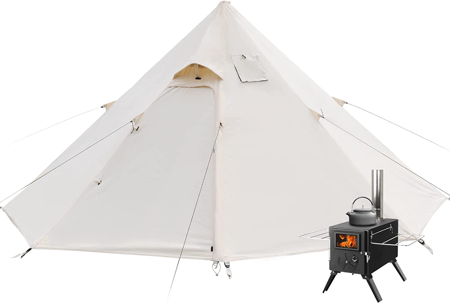 LAZZO Camping Stove and Canvas Tent,Portable Camping Wood Burning Stove and  Hot Tent for Outdoor, Small Wood Stove with 4 Man Tent - Walmart.com