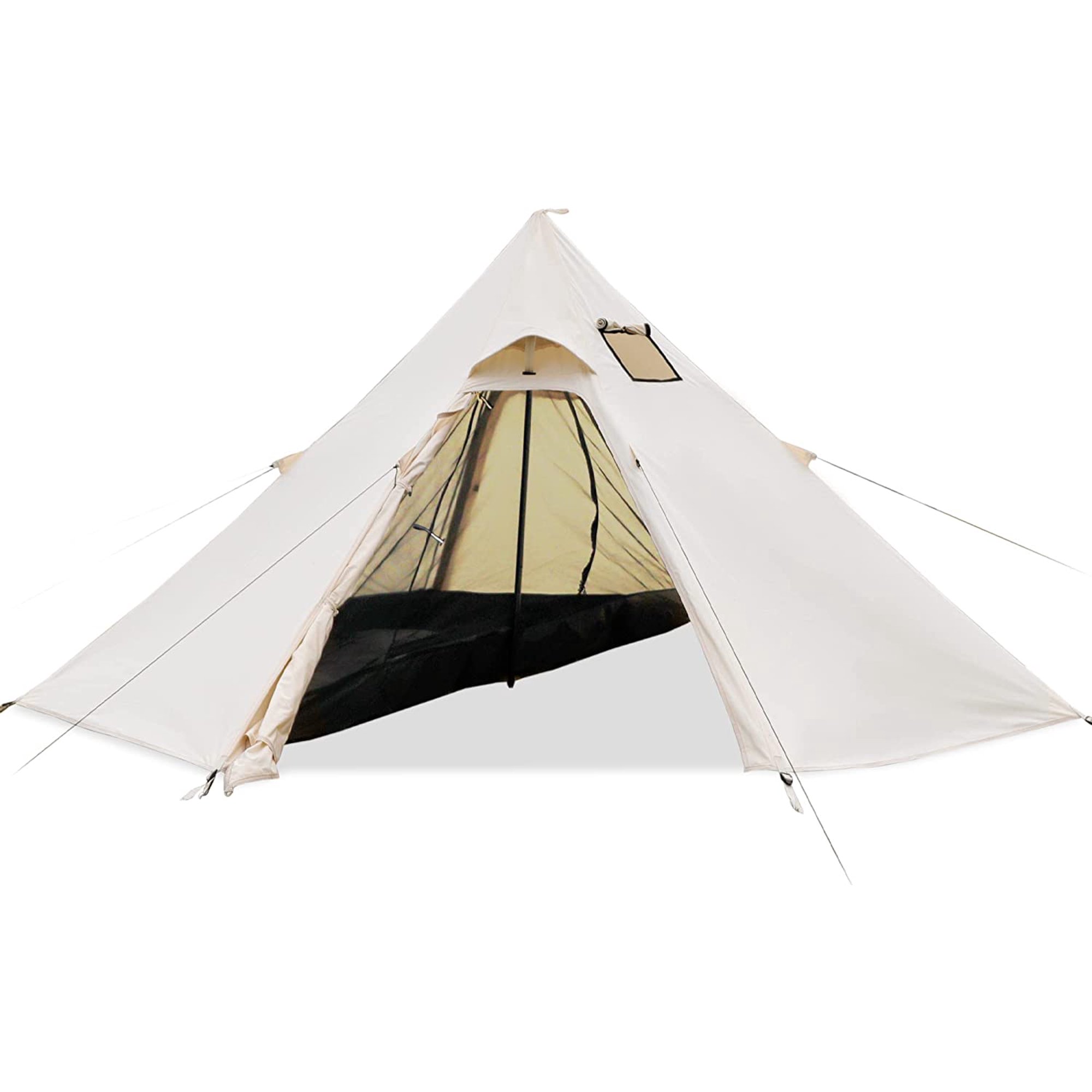 LAZZO Family Camping Hot Tent Outdoor 4 Season Pyramid Teepee Backpacking  Hiking Hunting Mountaineering Travel Heated Shelter with Stove Jack,Steel  Center Poles and Carry Bag for 2-4 Persons Beige - Walmart.com