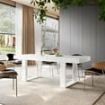 thumbnail image 1 of LAZZO Farmhouse Rustic Extendable Dining Table, 70.9"-86.6" Rectangular Wooden Kitchen Table for 6-10, White, 1 of 9