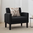 thumbnail image 1 of LAZZO Accent Chair, Mid-Century Modern Leather Tufted Armchairs for Living Room and Office, Black, 1 of 8