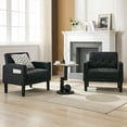 thumbnail image 1 of LAZZO Accent Chair Set of 2, Mid-Century Modern Upholstered Armchair for Living Room & Office, Black, 1 of 8