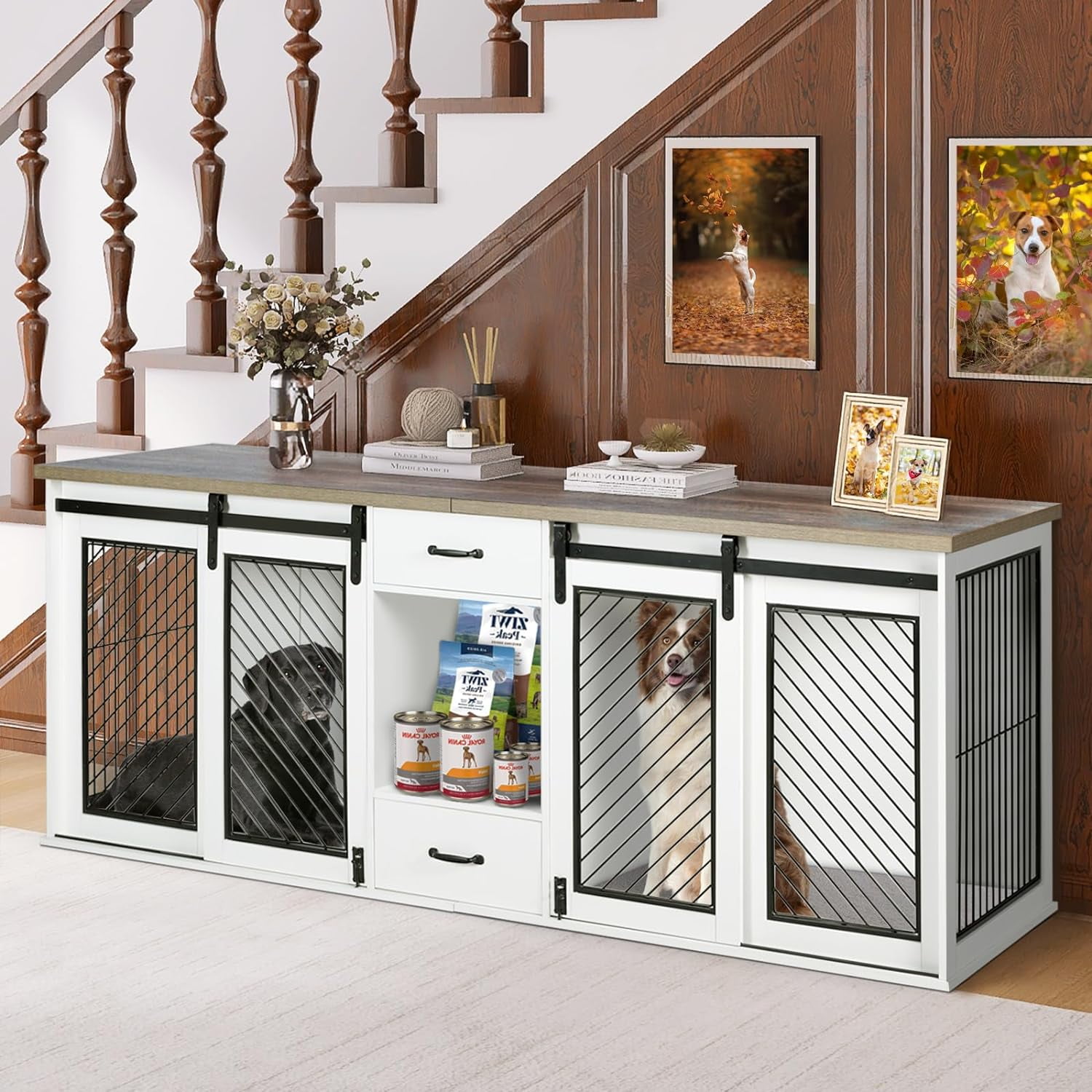 LAZZO Large Dog Crate Furniture, 85