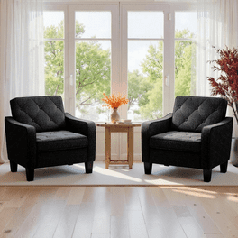 Stripe Accent Armchairs Set of 2, Upholstered with Wood Legs