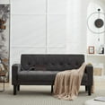 thumbnail image 1 of LAZZO 62" Mid-Century Modern Loveseat Sofa, Faux Leather Tufted Compact Couch with USB Ports & Cupholders, Dark Gray, 1 of 8