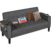 LAZZO Linen Upholstered Modern Love Seats Sofa w/ 2 USB