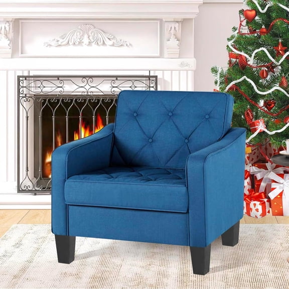 LAZZO Accent Chair, Comfy Tufted Living Room Arm Chair, Modern Upholstered Club Chair,Blue