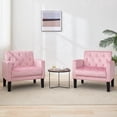 thumbnail image 1 of LAZZO Accent Chair Set of 2, Mid-Century Modern Upholstered Armchair for Living Room & Office, Pink, 1 of 7