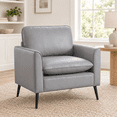 thumbnail image 1 of LAZZO Faux Leather Accent Chair, Mid-Century Modern Upholstered Armchair with Curved Armrests for Living Room and Office, Gray, 1 of 9