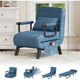 thumbnail image 1 of LAZZO 5-in-1 Convertible Sleep Chair Bed, Comfy Folding Sleeper Chair for Adults with Adjustable Backrest, Side Pockets & Pillow, Blue, 1 of 9