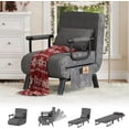 thumbnail image 1 of LAZZO Convertible Sleep Chair Bed, Multi-Function Folding Sleeper Sofa with Adjustable Backrest, Side Storage Pockets and Pillow, Dark Gray, 1 of 9