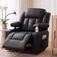 thumbnail image 1 of LAZZO Nursery Recliner Chair, Power 320° Swivel Chair with Cup Holder, Adjustable Armrest, Footrest, Black, 1 of 8
