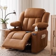 thumbnail image 1 of LAZZO Nursery Recliner Chair, Power 320° Swivel Chair with Cup Holder, Adjustable Armrest, Footrest, Brown, 1 of 8