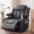 thumbnail image 1 of LAZZO Nursery Recliner Chair, Power 320° Swivel Chair with Cup Holder, Adjustable Armrest, Footrest, Gray, 1 of 8