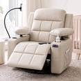 thumbnail image 1 of LAZZO Nursery Recliner Chair, Power 320° Swivel Chair with Remote, Cup Holder, Adjustable Armrest, Footrest, Beige White, 1 of 8