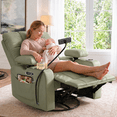 thumbnail image 1 of LAZZO Power Recliner Chair, Swivel Rocking Nursery Glider with Adjustable Headrest and Armrests, USB Charging and Cup Holder, Green, 1 of 8