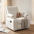 thumbnail image 1 of LAZZO Recliner Chair with Adjustable Armrests, Upholstered Swivel Rocking Chair for Nursery and Living Room, White-Straight Line Tufting, 1 of 8