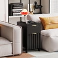 thumbnail image 1 of LAZZO Narrow Nightstands Set of 2, 11.8" Modern Fluted End Tables with Drawers & Charging Station for Living Room & Bedroom, Black, 1 of 9