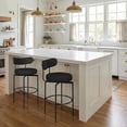 thumbnail image 1 of LAZZO Swivel Counter Height Bar Stools Set of 2, Boucle Sherpa White with Back, Metal Legs & Footrest,Black, 1 of 9