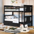 thumbnail image 1 of LAZZO Twin Over Twin Bunk Bed with 2 Storage Drawers, Convertible Wood Bunk Bed Frame with Ladder and Full-Length Guardrails, Black, 1 of 8