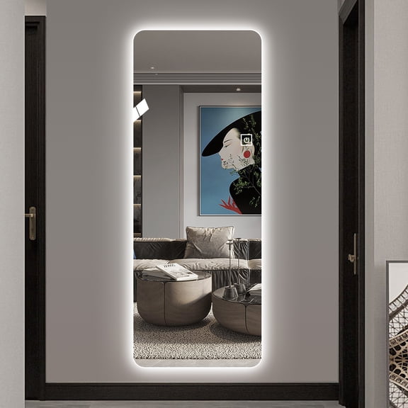 LAlYA 64 "x 21" Full Length Mirror With Light Wall Mounted LED Illuminated Full Body Cosmetic Mirror