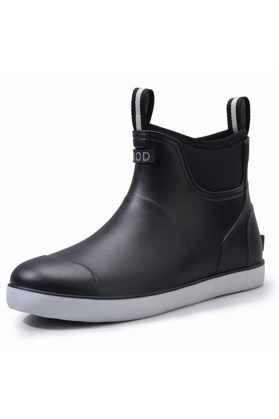 Men's Deck Boots Waterproof Rain Boots Slip On Fishing Boots Ankle Fishing boots Black