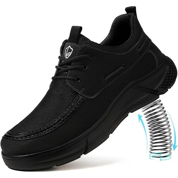 LAoutun Slip on Steel Toe Shoes for Men Casual Black Work Shoes Indestructible Safety Sneakers