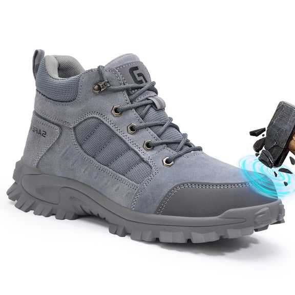 LAoutun Steel Toe Boots for Men High-top Safety Work Boots Comfort Construction Boots