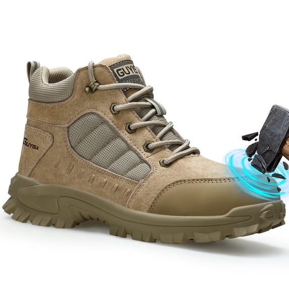 LAoutun Steel Toe Boots for Men High-top Safety Work Boots Comfort Construction Boots