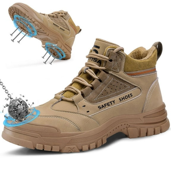 LAoutun Steel Toe Shoes for Men Lightweight Work Boots Comfortable Safety Boots Industrial Shoe