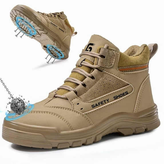 LAoutun Steel Toe Shoes for Men Lightweight Work Boots Comfortable Safety Boots Industrial Shoe