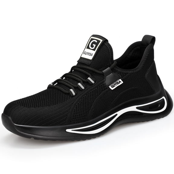 LAoutun Steel Toe Shoes for Men Lightweight Work Shoes Black Steel Toe Sneakers Safety Footwear