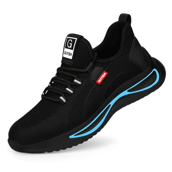 LAoutun Steel Toe Shoes for Men Lightweight Work Shoes Black Steel Toe Sneakers Safety Footwear