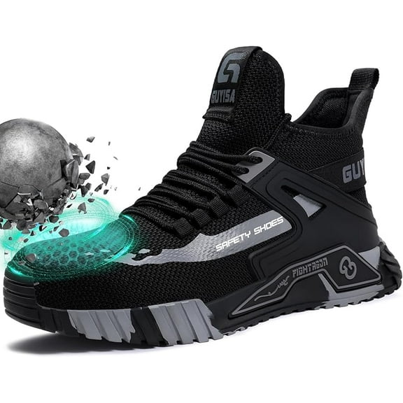 LAoutun Steel Toe Shoes for Men Mid Cut Work Shoe for Men Industrial Construction Safety Shoes