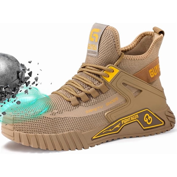 LAoutun Steel Toe Shoes for Men Mid Cut Work Shoe for Men Industrial Construction Safety Shoes