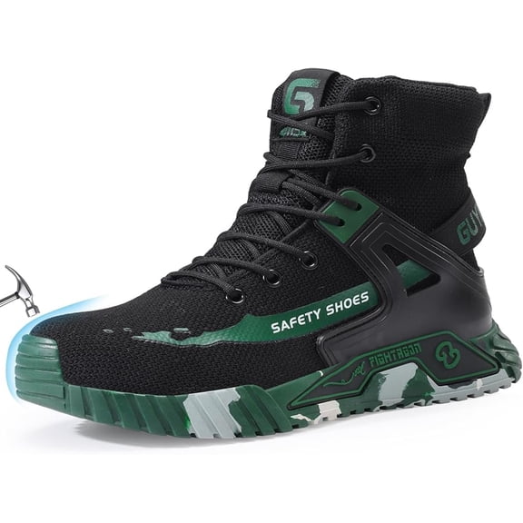 LAoutun Steel Toe Shoes for Men Mid Cut Work Shoe for Men Industrial Construction Safety Shoes