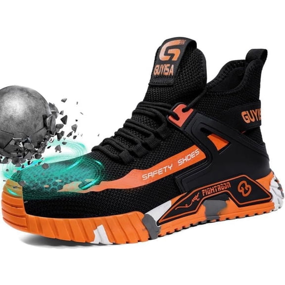 LAoutun Steel Toe Shoes for Men Mid Cut Work Shoe for Men Industrial Construction Safety Shoes