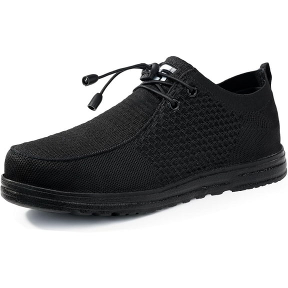 LAoutun Steel Toe Shoes for Men Slip On Work Shoes Indestructible Safety Toe Steel Toe Loafers