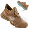 thumbnail image 1 of LAoutun Steel Toe Shoes for Men Women Breathable Work Shoes Lightweight Work Sneakers Brown, 1 of 5