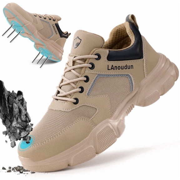LAoutun Steel Toe Shoes for Men Women Lightweight Work Shoes Mens Indestructible Safety Sneakers