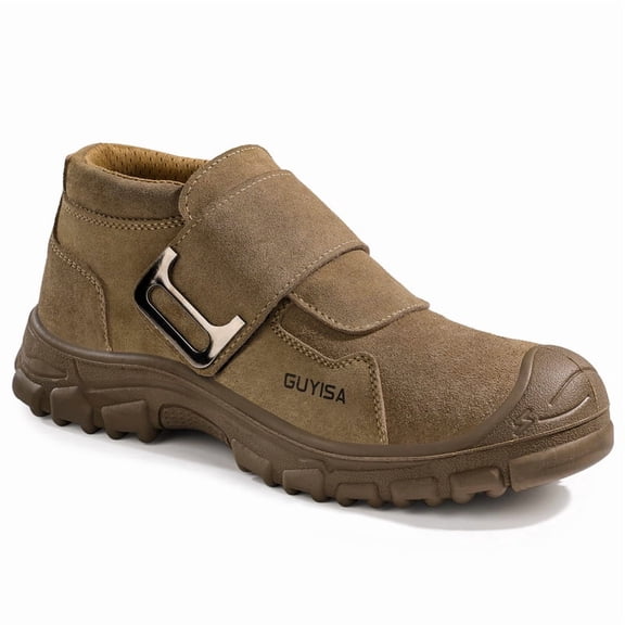 LAoutun Welding Boots for Men Brown Work Boots for Men Steel Toe Boots Industrial Construction Shoes