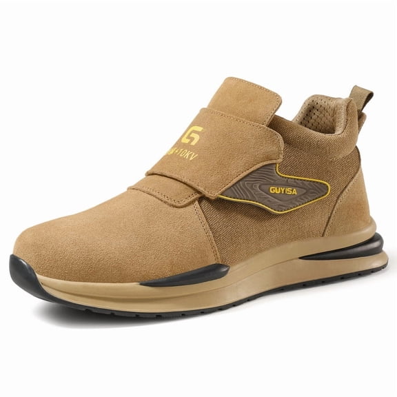 LAoutun Work Boots for Men Brown Composite Toe Shoes Safety Boots Welding Boots Construction Shoes