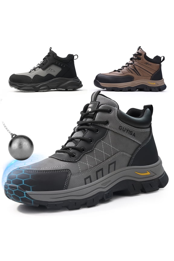 Work Boots for Men Steel Toe Boots Wear-resistant Indestructible Construction Boots