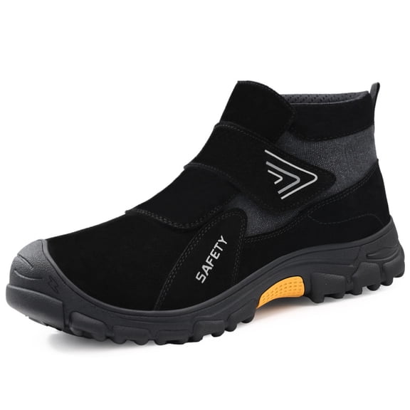 LAoutun Work Boots for Men Welding Steel Toe Boots Indestructible Construction Footwear Black