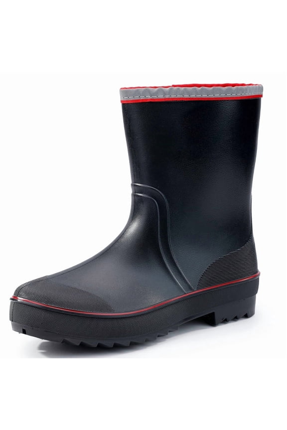 mens rain boots waterproof boots mid-calf garden shoes Fishing Boots red black