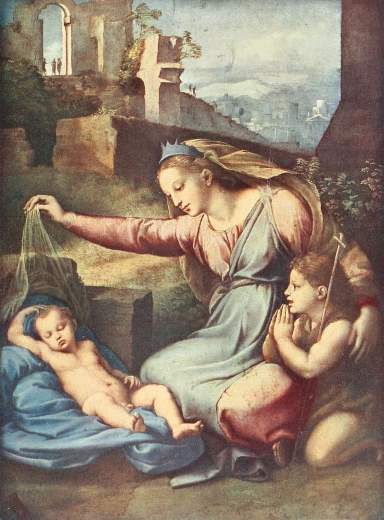 LArt et les Artistes 8 1911 Madonna with the blue diadem Canvas Art - Raphael (18 x 24)