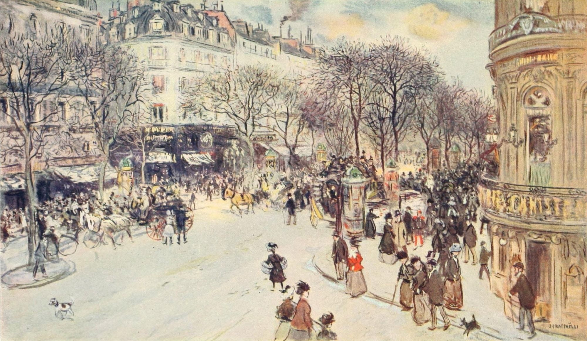 LArt et les Artistes 9 1909 Le Boulevard des Italiens Canvas Art - Jean-Franois Raffalli (18 x 24)